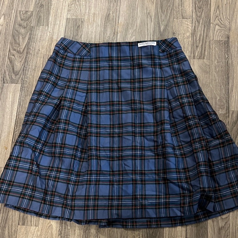 Pendleton Blue and Black Plaid A-Line Skirt
